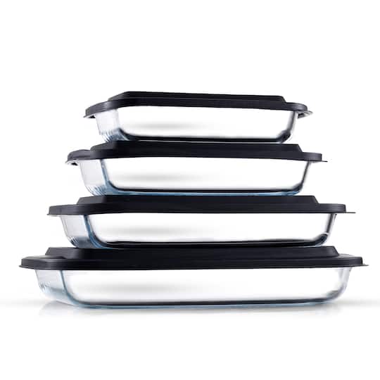 JoyJolt® Black Glass Bakeware Containers Set